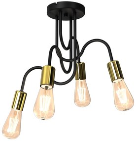 Prisadený luster DOW 4xE27/60W/230V čierna/zlatá