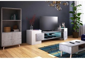 TV skrinka/stolík Gavin (s osvetlením) (biela + betón). Vlastná spoľahlivá doprava až k Vám domov. 1098611