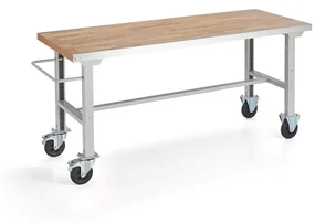 Dielenský stôl s kolieskami SOLID, 2000x800 mm, dubový parket