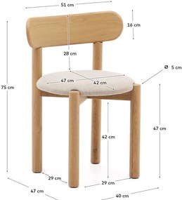Jedálenská stolička z dubového dreva v krémovo-prírodnej farbe v súprave 2 ks Nebai – Kave Home