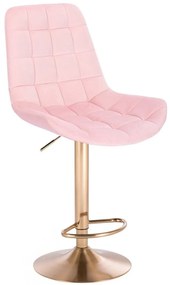 LuxuryForm Barová stolička PARIS VELUR na zlatom tanieri - svetlo ružová