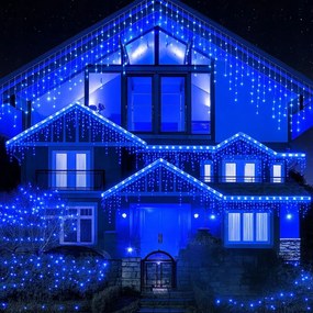 Vianočné svetielka LED záclona FLASH modrá 300 LED