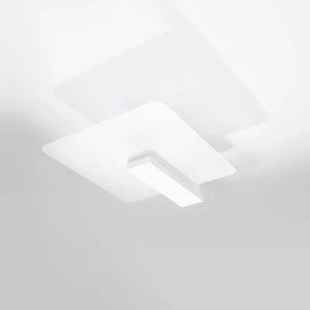 Stropné svietidlo Lappo, 1x mliečne sklenené tienidlo, drevo v bielej farbe