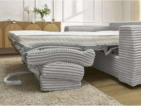 Svetlosivá menčestrová pohovka na každodenné spanie/rozkladacia 220 cm Hugo – Bobochic Paris
