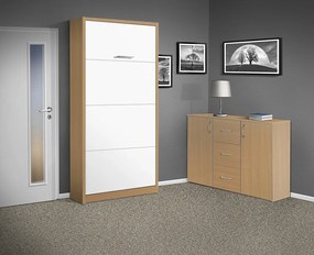 Nabytekmorava Sklápacia posteľ VS 3054 P - 200x90 cm farba lamina: buk/biele dvere