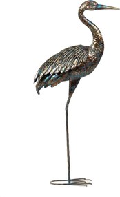 Volavka - 115 cm, kovová dekorácia, medená s farebnými škvrnami Farba: Medená