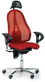 Topstar Zdravotná balančná kancelárska stolička EXETER NET s opierkou hlavy, červená