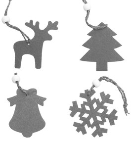 Vianočné látkové závesné ozdoby na stromček 16 ks - šedé