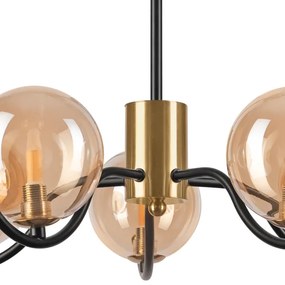 Luster na tyči GEORGIA 5xG9/5W/230V zlatá/dymová béžová