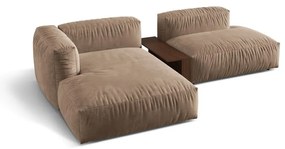 Svetlohnedá zamatová modulárna rohová pohovka (ľavý roh/s leňoškou) Martina – Micadoni