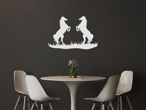 drevko 3D nálepka na stenu Vzpínajúce sa kone Rozmer obrazu: 30 x 44,5 cm, Farba dekorácie: Čierna
