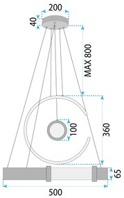 Toolight Toolight, LED stropné osvetlenie 64W, 3000W, LHJ060-CP, zlatá, OSW-50029