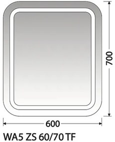 Zrkadlo do kúpeľne Intedoor Wave 60x70 cm WA5 ZS 60/70 TF