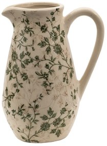 Keramický dekoračný džbán so zelenými kvetmi Ganni green S - 16*12*22 cm