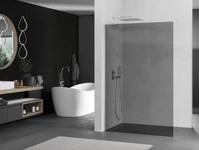 Mexen Kioto L, sprchová zástena Walk-In 100 x 200 cm, 8mm šedé sklo, brúsená oceľ profil, 800-100-103-97-40