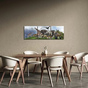 Obraz - Zvieratká na ostrove (s hodinami) (90x30 cm)