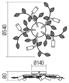 Redo 02-980 - Prisadený luster TIARA 5xE14/28W/230V
