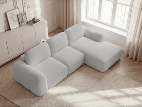 Svetlosivá rozkladacia/s úložným priestorom rohová pohovka z textílie buklé (pravý roh/s leňoškou) Montaigne – Bobochic Paris