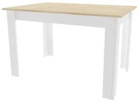 Jedálenský set 1+4, biely stôl v dekore dub sonoma MADO 120x80cm a zelené zamatové jedálenské kreslo NUGAT