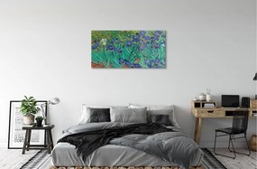 Obraz na skle Umenie kvety dúhovky 140x70 cm