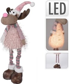 Vianočný sob s LED – ružový 45 cm
