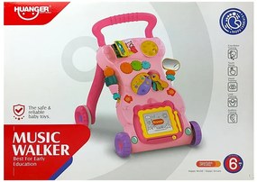 LEAN TOYS Detské chodítko rúžové