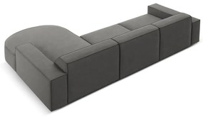 Sivá zamatová rohová pohovka (pravý roh) Jodie - Micadoni Home