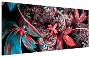Abstraktný obraz exotických kvetov (120x50 cm)