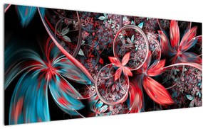 Abstraktný obraz exotických kvetov (120x50 cm)