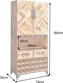 Dizajnová barová skrinka Winebar 160 cm borovica