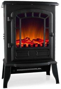 InternetovaZahrada Elektrický krb s vyhrievaním ventilátora a ohňom 2000W Čierny