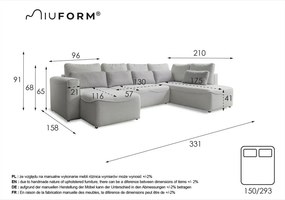 Sivá rozkladacia rohová pohovka (do "U") Homely Tommy – Miuform