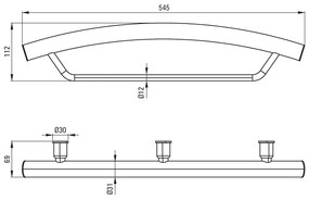 Deante Vital príslušenstvo, nástenné kovové madlo s miestom pre uterák, čierna matná, DEA-NIV_B41H
