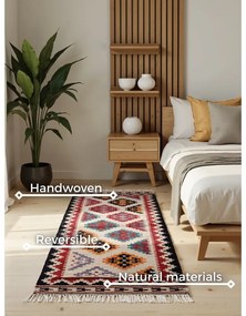 Červený obojstranný ručne tkaný vlnený behúň 60x190 cm Kamal Kian – Nouristan