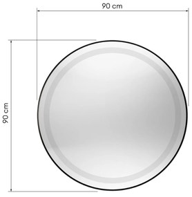 Kulaté nástěnné zrcadlo s LED osvětlením Beniamino 90 cm černé