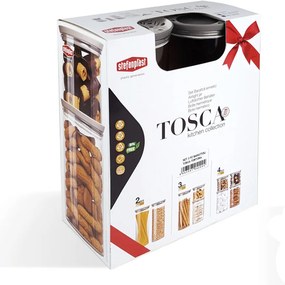STEFANPLAST Sada 3 okrúhlych nádob Tosca, priehľadné/šedé