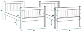 Poschodová posteľ KASPER 2v1, rozmer 90x190 cm
