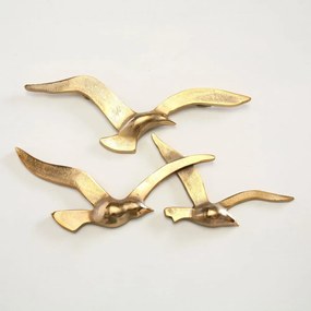 Kovová dekorácia na stenu Gold Birds 13x35 cm + 12x40 cm