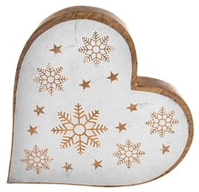 InDecor Vianočné srdce z mangového dreva White, 25 x 4 x 25 cm