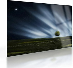 Sklenený obraz polárna žiara nad vresoviskom (70x50 cm)
