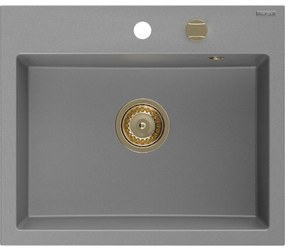 Mexen Oscar, 1-komorový granitový drez 580x490x205 mm, šedá, 6519581000-71-G