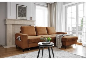 Oranžovohnedá menčestrová rozkladacia rohová pohovka (pravý roh) Lofty Lilly – Miuform