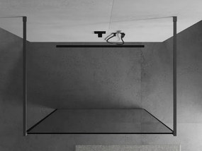 Mexen Kioto, sprchová zástena Walk-In 110 x 200 cm, 8mm sklo čierny vzor, grafitový profil, 800-110-002-66-70