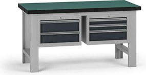 Pracovný stôl do dielne G8, 1500 x 750 x 800 mm, 2x kontejner, 5 zásuviek, grafit