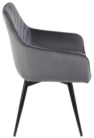 Sametové otočné jídelní křeslo Servio šedé/černé