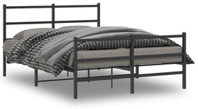 Kovový rám postele so zadným a predným čelom čierny 140x200 cm 355384