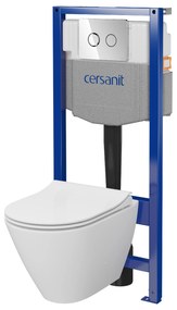 Cersanit City, System50 PNEU podomietkový rám + závesná wc misa City Oval CleanOn + chrómové tlačidlo Circle, S701-761