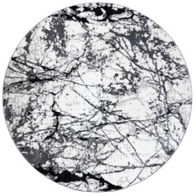 Moderný okrúhly  COZY 8871, Marble, Mramor - Štrukturálny,  dve vrstvy  rúna sivá