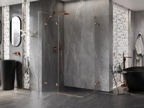 Mexen Lunar Duo, výklopný sprchový kút 100 x 90 cm, 8mm číre sklo, profil medená matná, 834-100L-090P-65-00