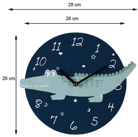 Detské nástenné hodiny Crocodile, modrá